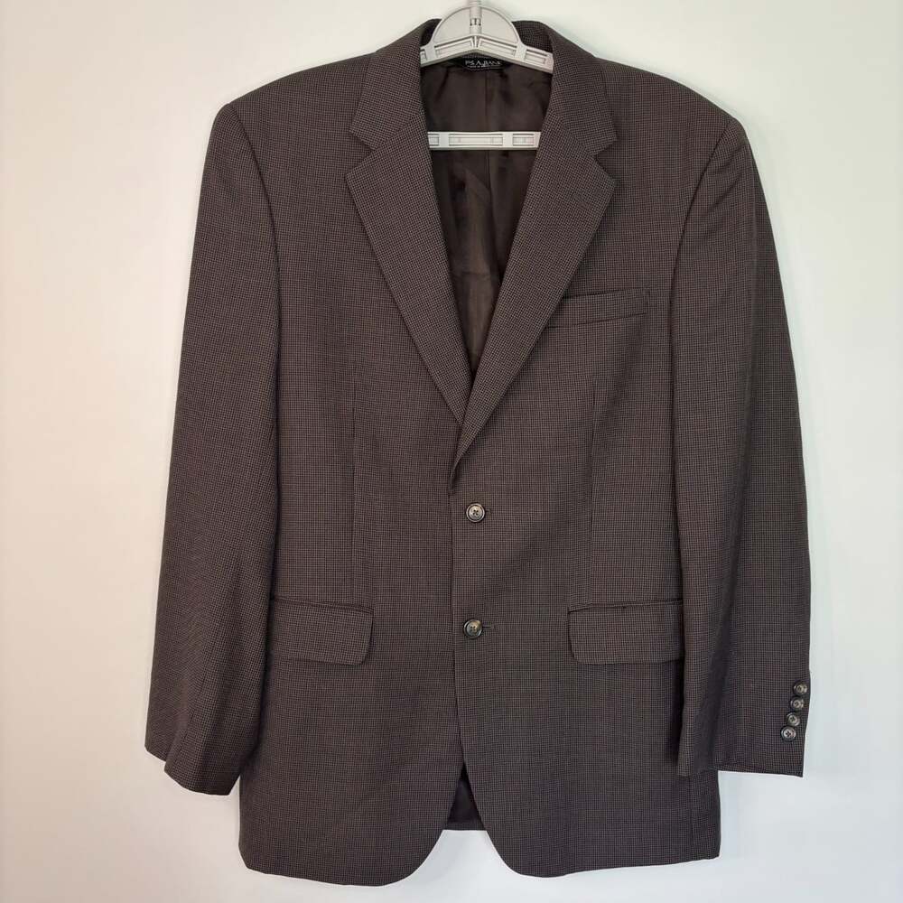 Jos.A.Bank 100% wool sportscoat mens 40R brown black houndstooth single breasted